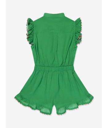 Zimmermann Girls Junie Frill Playsuit in Green livraison gratuite