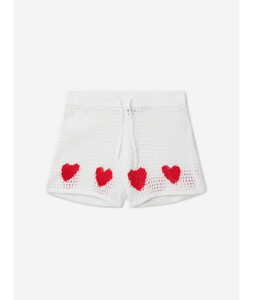 Stella McCartney Girls Crochet Heart Shorts in Ivory solde