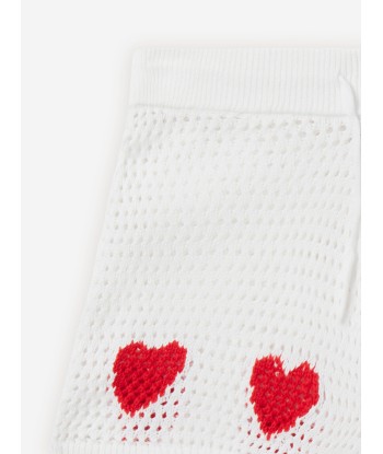 Stella McCartney Girls Crochet Heart Shorts in Ivory solde