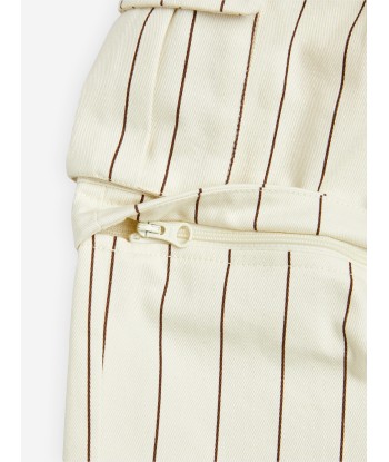 Mini Rodini Kids Striped Cargo Trousers in Ivory acheter en ligne