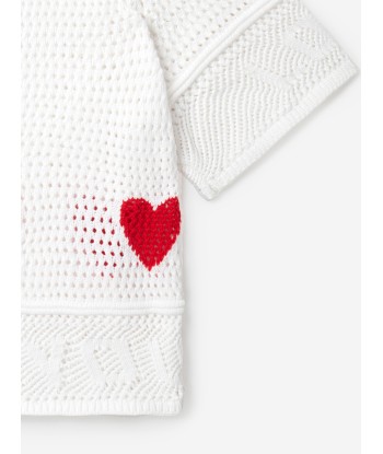 Stella McCartney Girls Crochet Heart T-Shirt in Ivory est présent 