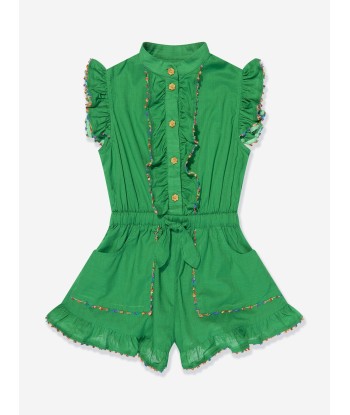 Zimmermann Girls Junie Frill Playsuit in Green livraison gratuite