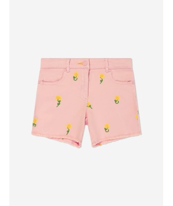 Stella McCartney Girls Embroidered Flower Shorts in Pink de l' environnement