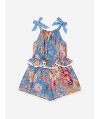 Zimmermann Girls August Tie Playsuit in Blue pour bénéficier 