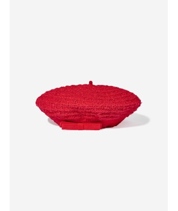 Self Portrait Girls Knitted Beret in Red rembourrage situé sous