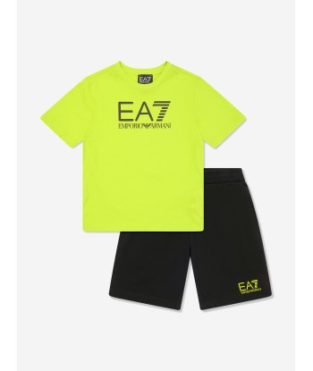 EA7 Emporio Armani Boys Logo Short Set in Green Découvrez la collection