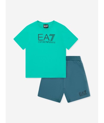 EA7 Emporio Armani Boys Logo Short Set in Green chez Cornerstreet bien 