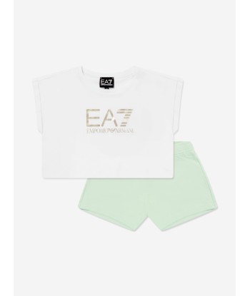 EA7 Emporio Armani Girls Logo Short Set in White prix