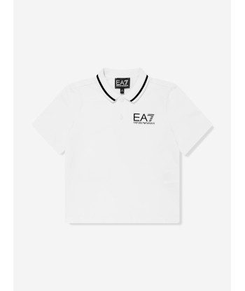 EA7 Emporio Armani Boys Logo Polo Shirt in White Venez découvrir notre 