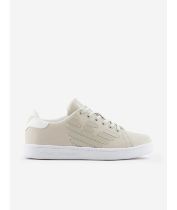 EA7 Emporio Armani Kids Leather Logo Trainers in Beige hantent personnes