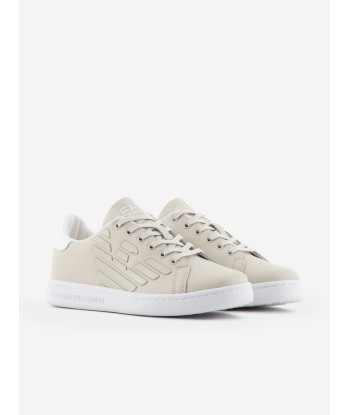 EA7 Emporio Armani Kids Leather Logo Trainers in Beige hantent personnes