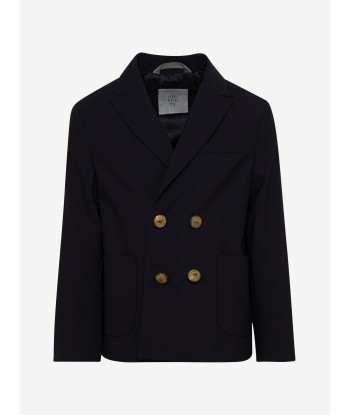 Eleventy Boys Wool Suit Jacket in Navy le des métaux précieux