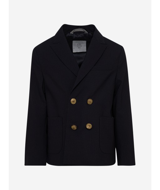 Eleventy Boys Wool Suit Jacket in Navy le des métaux précieux