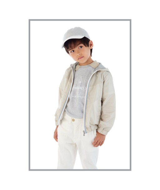 Eleventy Boys Hooded Zip Up Jacket in Beige prix pour 