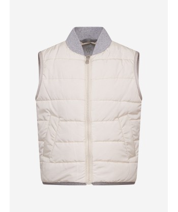 Eleventy Boys Padded Gilet in Ivory acheter