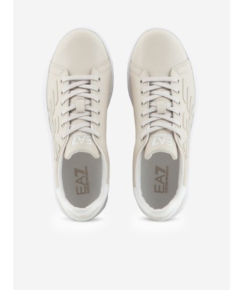 EA7 Emporio Armani Kids Leather Logo Trainers in Beige hantent personnes