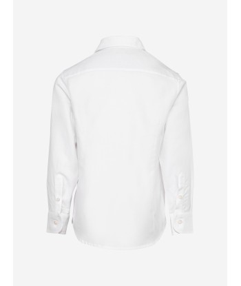 Eleventy Boys Long Sleeve Logo Shirt in White offre 