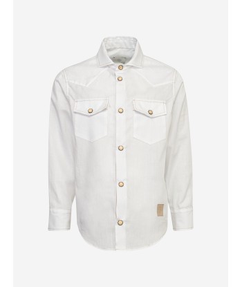 Eleventy Boys Double Pocket Shirt in White Toutes les collections ici