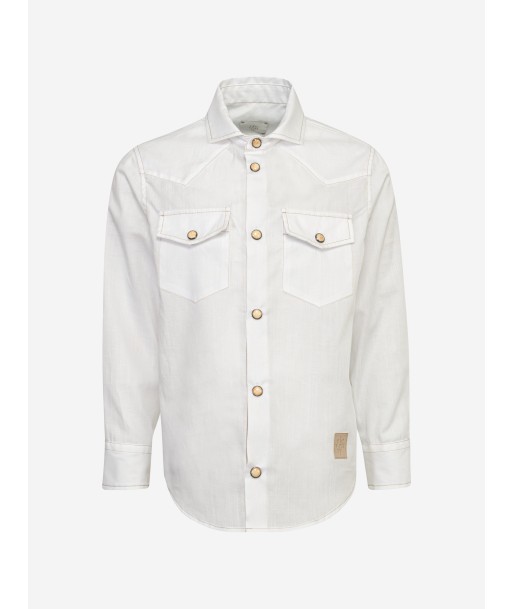 Eleventy Boys Double Pocket Shirt in White Toutes les collections ici