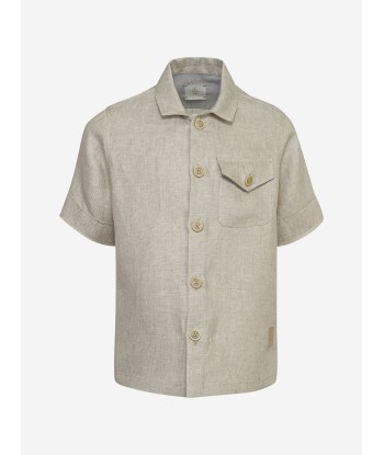 Eleventy Boys Linen Pocket Shirt in Beige pour bénéficier 