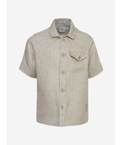 Eleventy Boys Linen Pocket Shirt in Beige pour bénéficier 