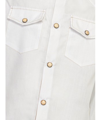 Eleventy Boys Double Pocket Shirt in White Toutes les collections ici