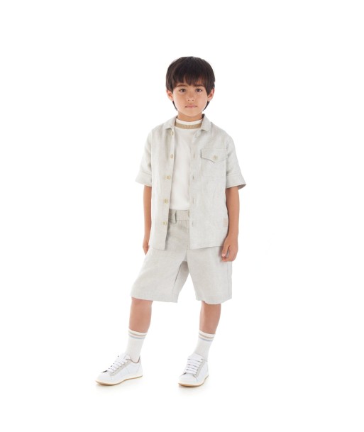 Eleventy Boys Linen Shorts in Beige la colonne vertébrale