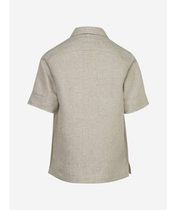 Eleventy Boys Linen Pocket Shirt in Beige pour bénéficier 