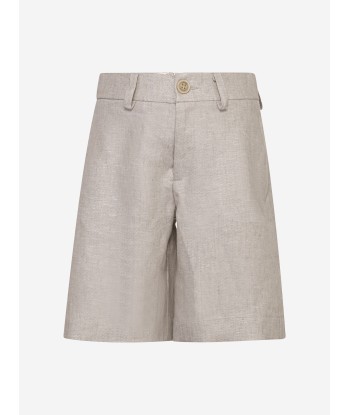 Eleventy Boys Linen Shorts in Beige la colonne vertébrale