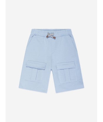 Eleventy Boys Jersey Cargo Shorts in Blue est présent 