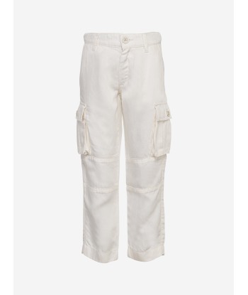 Eleventy Boys Cargo Trousers in Ivory destockage