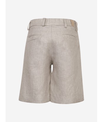 Eleventy Boys Linen Shorts in Beige la colonne vertébrale