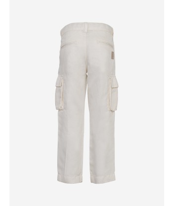 Eleventy Boys Cargo Trousers in Ivory destockage