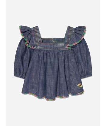 Zimmermann Girls Alight Denim Blouse in Blue prix