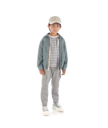 Eleventy Boys Cargo Trousers in Grey le concept de la Pate a emporter 