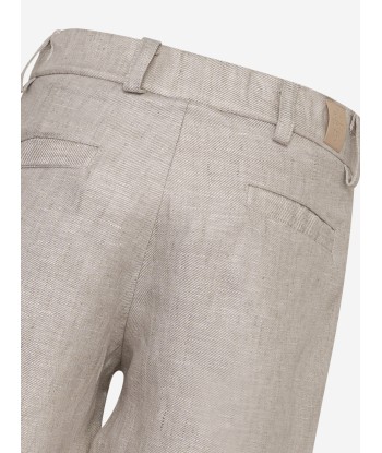 Eleventy Boys Linen Shorts in Beige la colonne vertébrale