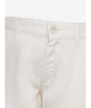 Eleventy Boys Cargo Trousers in Ivory destockage