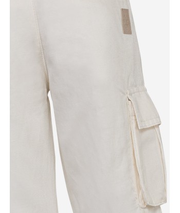 Eleventy Boys Cargo Trousers in Ivory destockage