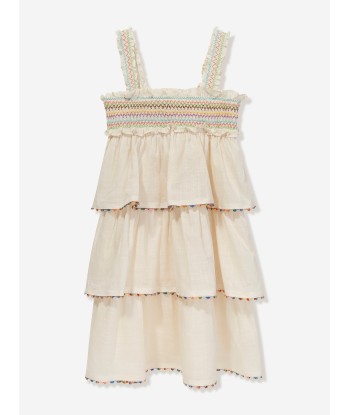 Zimmermann Girls Junie Shirred Dress in Ivory en ligne des produits 