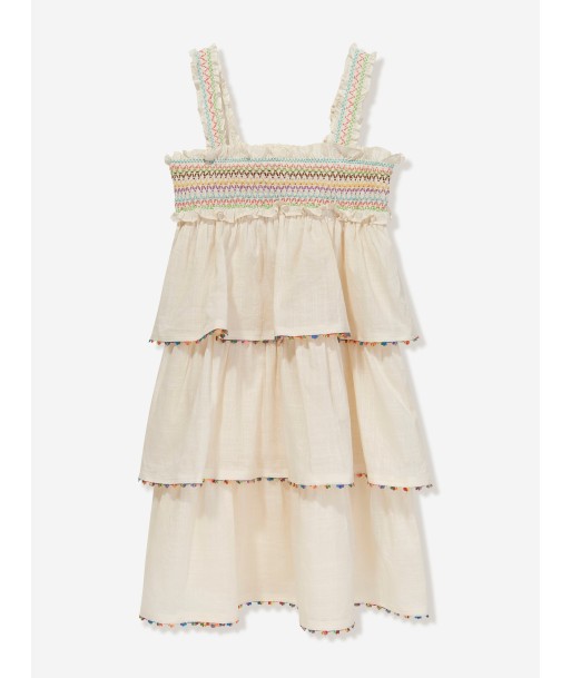 Zimmermann Girls Junie Shirred Dress in Ivory en ligne des produits 