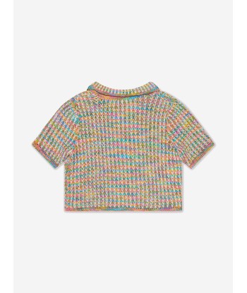 Zimmermann Girls August Textured Knit Polo Shirt in Multicolour Pour