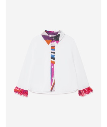 Pucci Girls Georgette Shirt in White paiement sécurisé