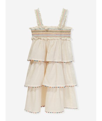 Zimmermann Girls Junie Shirred Dress in Ivory en ligne des produits 