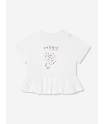 Pucci Baby Girls Peplum T-Shirt in White de l' environnement