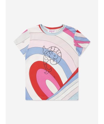 Pucci Girls Fish Logo T-Shirt in Multicolour Vous souhaitez 