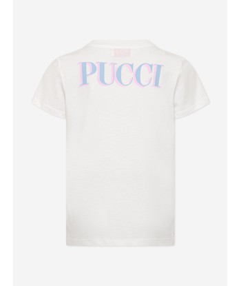 Pucci Girls Fish Logo T-Shirt in Ivory de pas cher