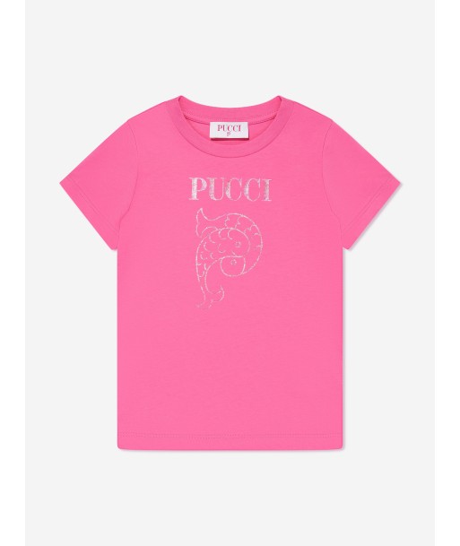 Pucci Girls Fish Logo T-Shirt in Pink paiement sécurisé