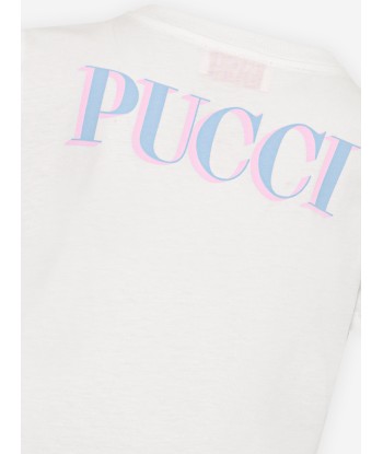 Pucci Girls Fish Logo T-Shirt in Ivory de pas cher