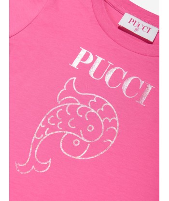 Pucci Girls Fish Logo T-Shirt in Pink paiement sécurisé