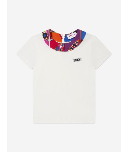 Pucci Girls Logo T-Shirt in Ivory Paris Déstockage Promo